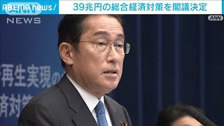 総額39兆円…電気、ガスの負担軽減策など　総合経済対策を決定(2022年10月28日)