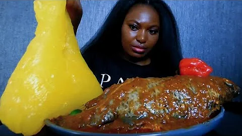 Asmr mukbang delicious spicy fish pepper soup with fufu 