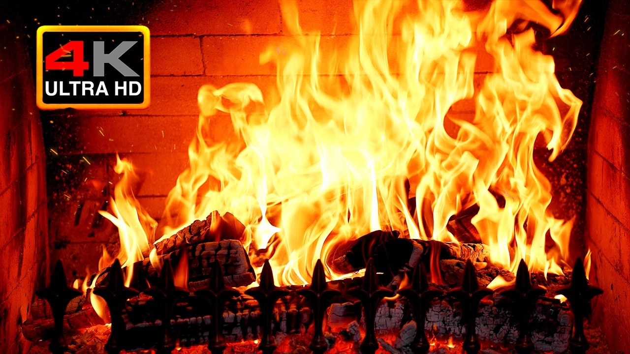 🔥 Зимний камин 4K UHD | Уютные звуки потрескивания огня в