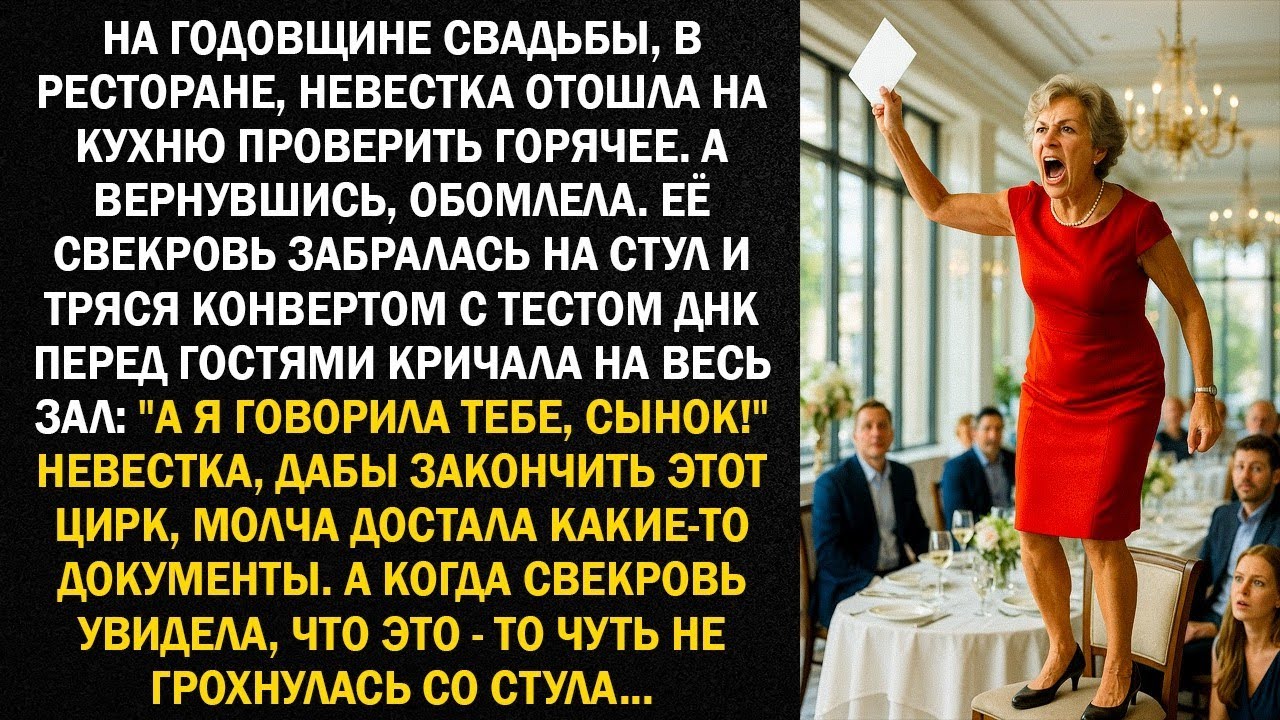 На годовщине свадьбы, невестка отошла на кухню проверить горячее  А вернувшись, обомлела