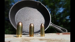 9mm vs .40 Cal vs .45 ACP  Cast Iron Skillets