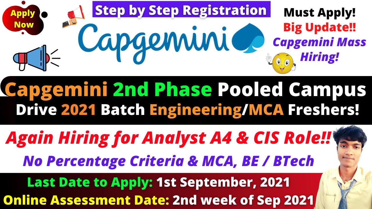 🔴Capgemini 2nd Phase Mass Off Campus Drive 2021 Batch Engineering/MCA ...