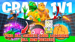 CRAZY 1V1 FFA ALL GUNS & RIDES MAP FORTNITE CREATIVE - ALL SECRETS LOCATIONS (SECRET CODE)