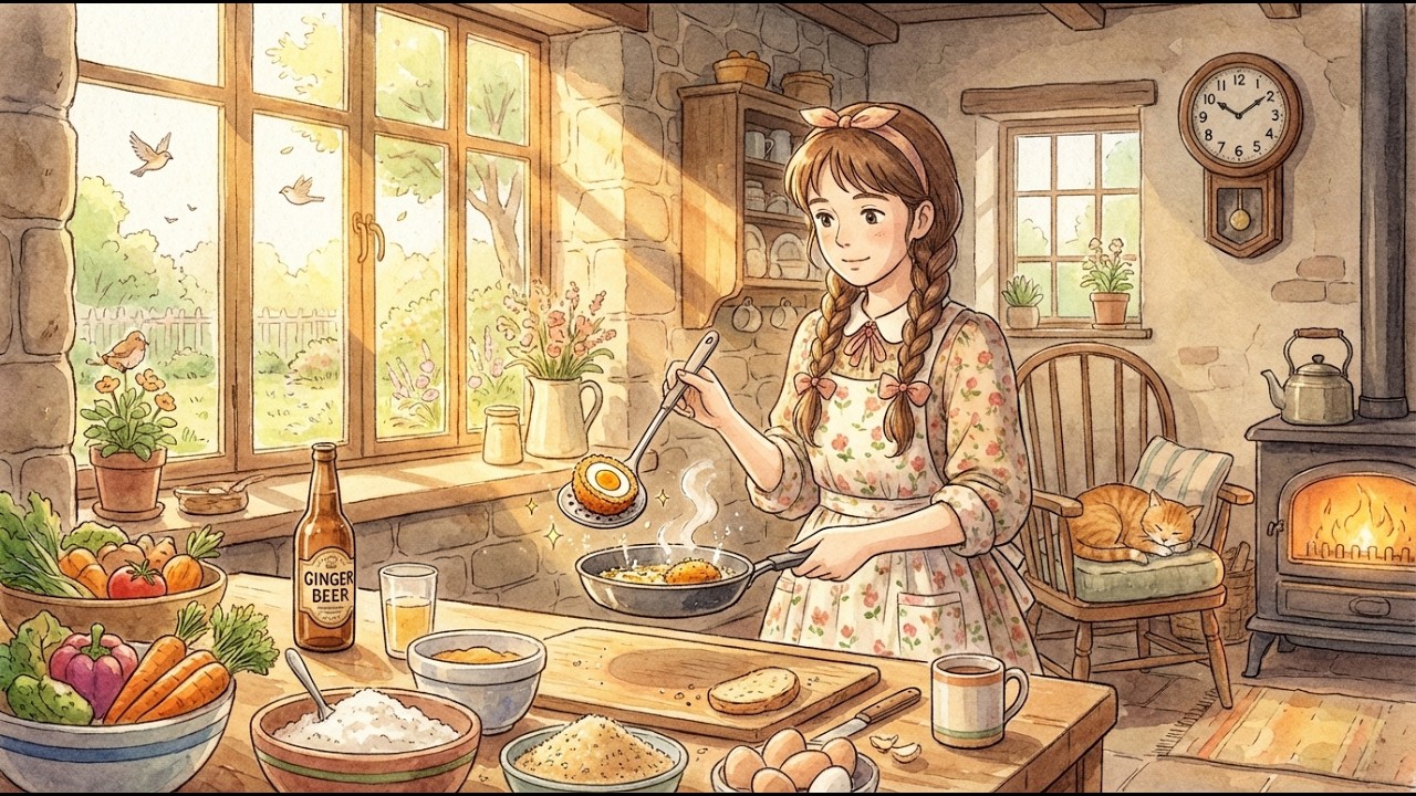 Cozy Runny Yolk Reveal: Scotch Eggs for a Spring Picnic ASMR | Ghibli Style Slow Living and Cooking