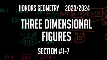 Honors Geometry Section 1-7 "Three Dimensional Figures"