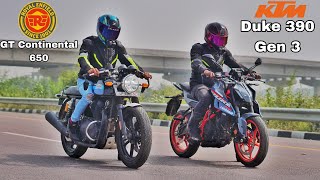 KTM 390 Duke Gen 3 vs GT Continental 650 || Drag Race || Race Till Their Potential