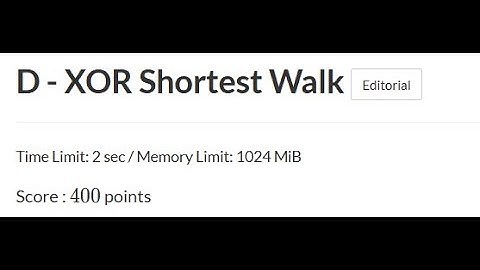 D - XOR Shortest Walk || AtCoder Beginner Contest 410