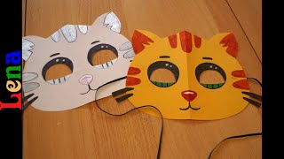 𝗞𝗿𝗲𝗮𝘁𝗶v 𝗺𝗶𝘁 𝗟𝗲𝗻𝗮 😺 Papier Katzen Masken basteln - Cat mask DIY  ✂ как сделать маску кошки из бумаги