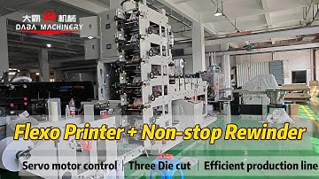 DABA Servo Motor Control Flexo Printing Machine Work Online With Non-Stop Turret Rewinder
