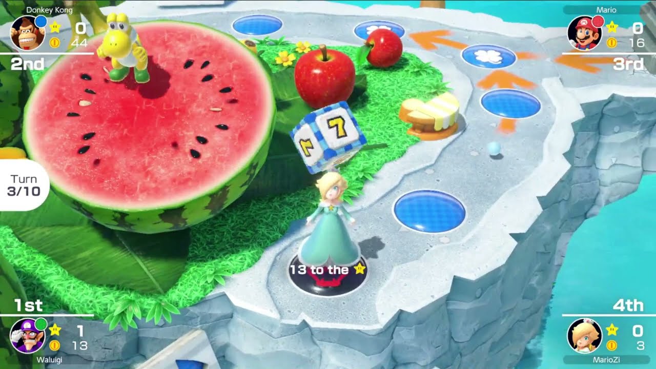 Mario Party SuperStar Tropical Island   Rosalina vs Donkey Kong  vs Waluigi vs Mario