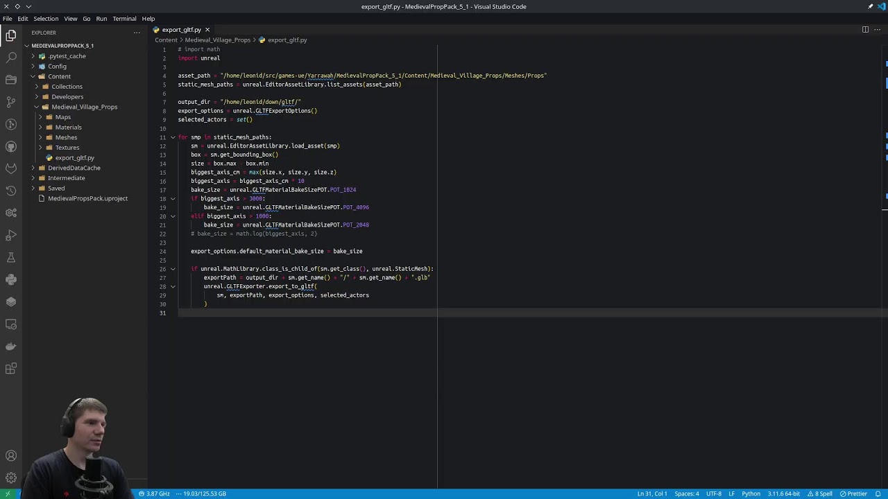 Export from Unreal Engine 5.3 to GLTF with Python