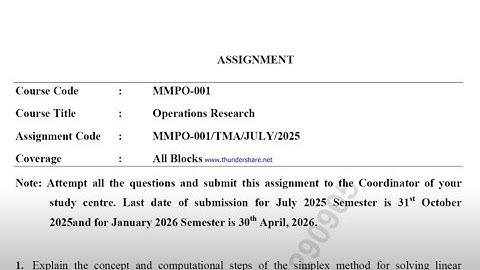 IGNOU MMPO - 001 Solved Assignment July 2025 Jan 2026 PDF | MBA | Operations Research