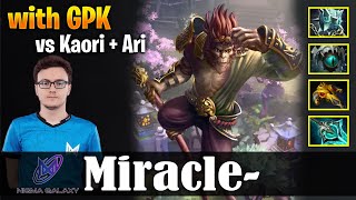 Miracle - Monkey King | with GPK vs Kaori + Ari | Safelane | Dota 2 Pro MMR Gameplay