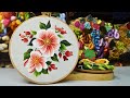 Beautiful Simple Flower Hand Embroidery Design -  Flower Embroidery Pattern for Beginners KIT225