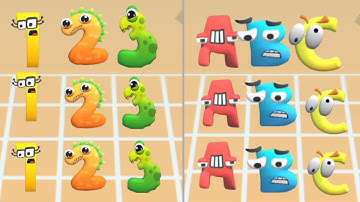 Alphabet run ABC letter go VS Number Run Merge 3d Math part 5 abcdefghijklmnopqrstuvwxyz