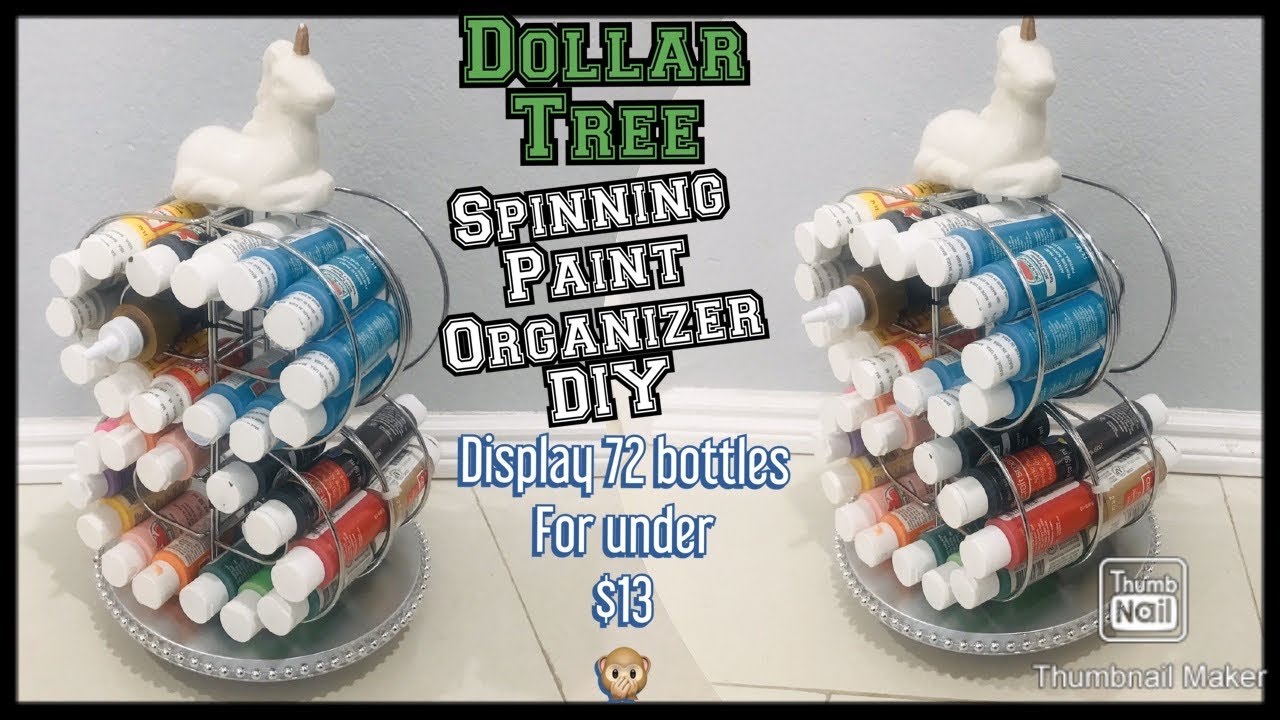 Dollar tree chalk or acrylic paint organizer diy  spinning lazy Susan diy  idea craft room organizer 