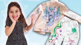 Surprising my 7-Year-Old Daughter with Handpainted Clothes (leather jacket and jeans customization) by Daria Kurtulmuş 2,103 views 2 years ago 16 minutes