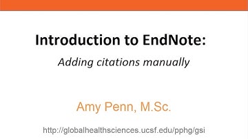 Introduction to EndNote - Adding citations manually