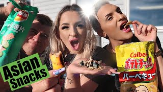 My Boyfriend & Best Friend Try Asian SNACKS WITH ME