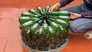 Glass Bottles Table / Recyclart /Make Coffee Table And Chairs  From Glass Bottles Very Easy .