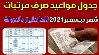 جدول مواعيد صرف مرتبات شهر ديسمبر 2021 لجميع العاملين بالدولة