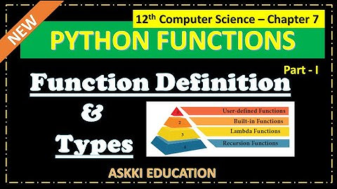 💥12th Computer Science | Chapter 7 - Python Functions | Function Definition & Types Part#1