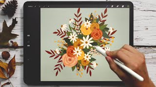 Flat Fall Bouquet in Procreate