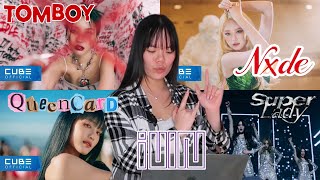 Reacting to (G)-IDLE (TOMBOY, Nude, Queencard & Super Lady)