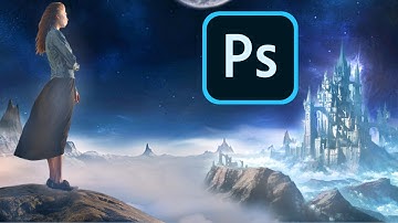 Woman looks to a Fantasy Castle Photoshop Manipulation