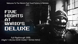 (Five Nights At Wario's: Deluxe)(Full Playthrough 100% [Night 1-All_Out {5/20 Mode} + Bonus Menu)