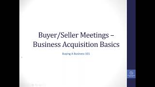 Buyer/Seller Meetings in M&A - Meeting The Seller When Buying A Business