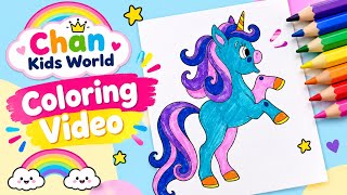 🦄 Cute Unicorn Coloring for Kids | Easy & Fun Coloring Video | Chan Kids World 🎨