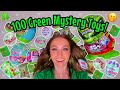 Unboxing 100 green only mystery toys rainbocorns lol mini brands roblox eggs etc