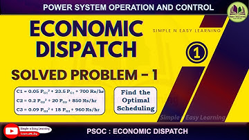Economic Dispatch | Solved Problem - 1| Power system operation and control l PSOC | Lambda iteration