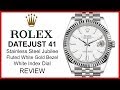 ▶ Rolex Datejust 41, White Gold & Steel Jubilee, Fluted Bezel, White Index Dial, REVIEW - 126334