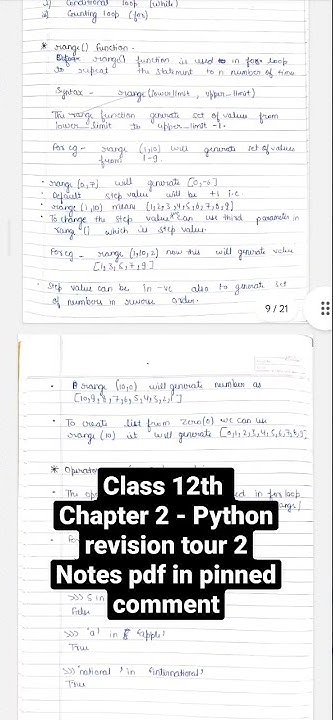 Class 12th Chapter 2 - Python revision tour - 2 । Notes in pinned ...