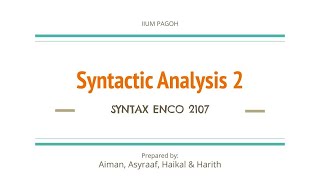 SYNTAX ANALYSIS 2