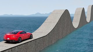 Impossible Wave Bridge Crossing Cars Vs Deep Water - BeamNG.Drive