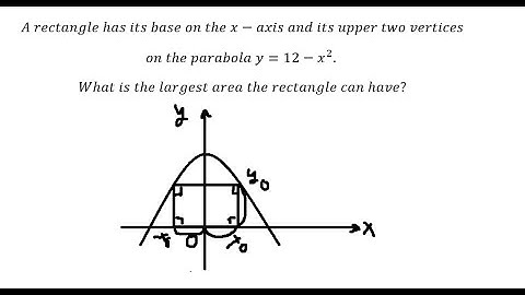 A rectangle has its base on the x-axis and its upper two vertices on the parabola y=12-x^2.