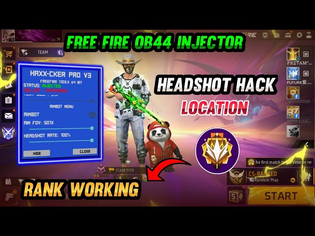 Free Fire OB44 INJECTOR | Headshot Hack + Location Hack + Magic Bullet | Rank Working injector class=