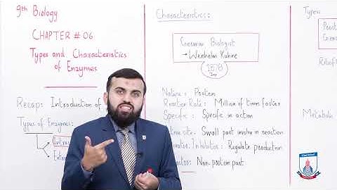 Class 9 - Biology Chapter 6 - Lecture 2 , Topic Types & characteristics of enzymes  - Allied Schools