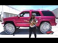 Candy Magenta Pink Chevy Tahoe on 34” ASANTIS