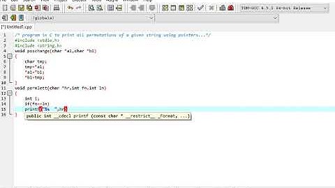 program in C to print all permutations of a given string using pointers