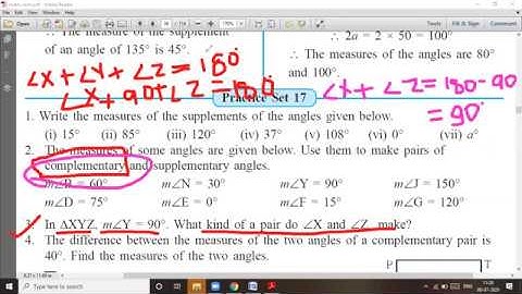 Angles and pairs of angles # Practice set 17 # Std  7 # Part 2 # lecture video