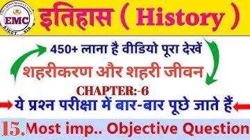 Class 10th History chapter 6 शहरीकरण एवं शहरी जीवन vvi objective Question Board Exam 2023