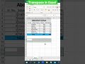 Transpose in Excel #excel #excelshorts #shorts