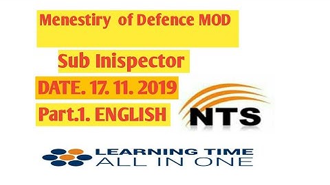 Ministry Of Defence MOD Sub inspector NTS date 17.11.2019. Part one ENGLISH. Answer Key