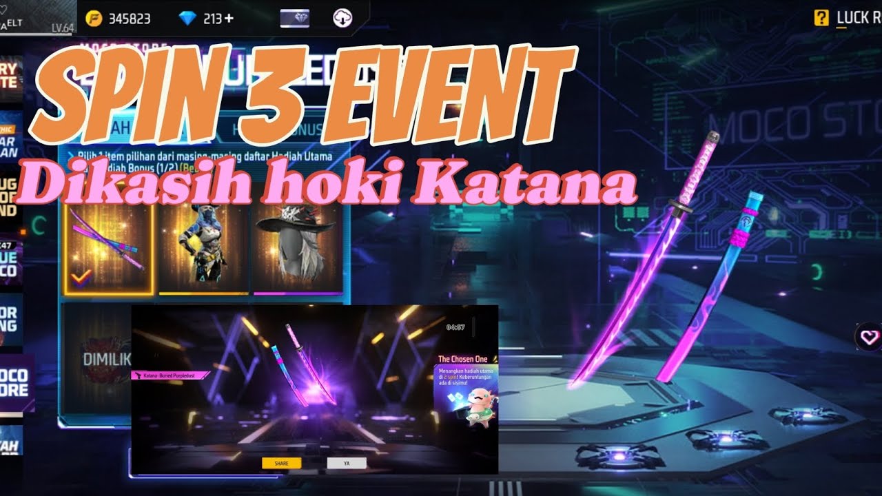 SPIN KATANA TERBARU FREE FIRE SPIN EMOTE LEGENDARI SPIN TINJU AIR - YouTube