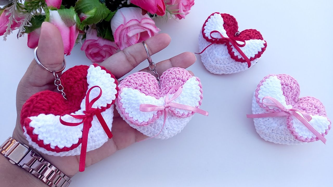 CHAVEIRO CORAÇÃO EM CROCHÊ 🎀