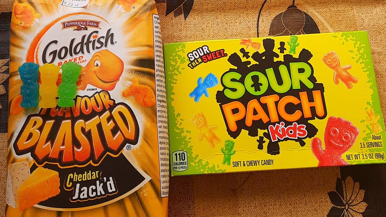 Goldfish Flavour Blasted Cheddar Jack'd Sour Patch Kids Blue Raspberry ...